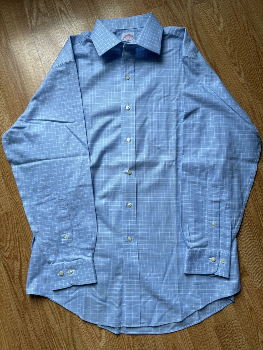 Brooks brothers 346 15 1/2-2/3 non-iron plaid long sleeves shirt blue men’s